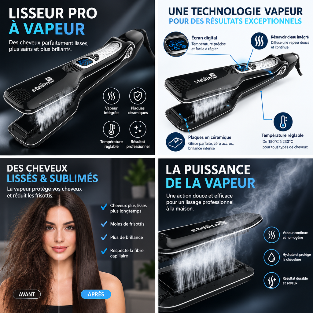 Lisseur Professionnel à vapeur