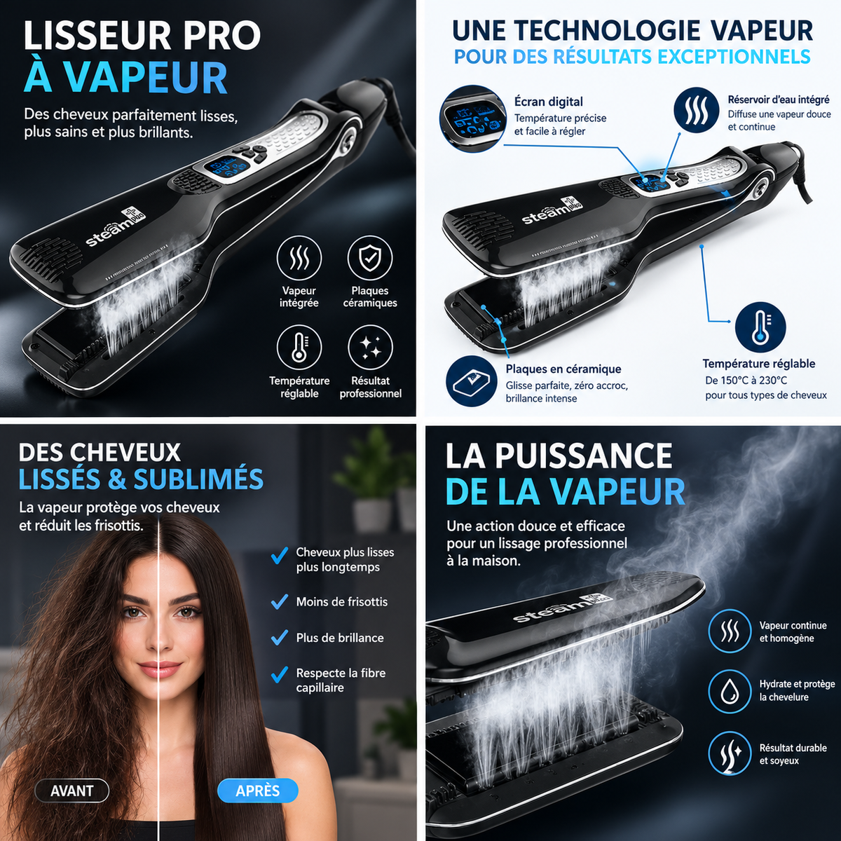 Lisseur Professionnel à vapeur